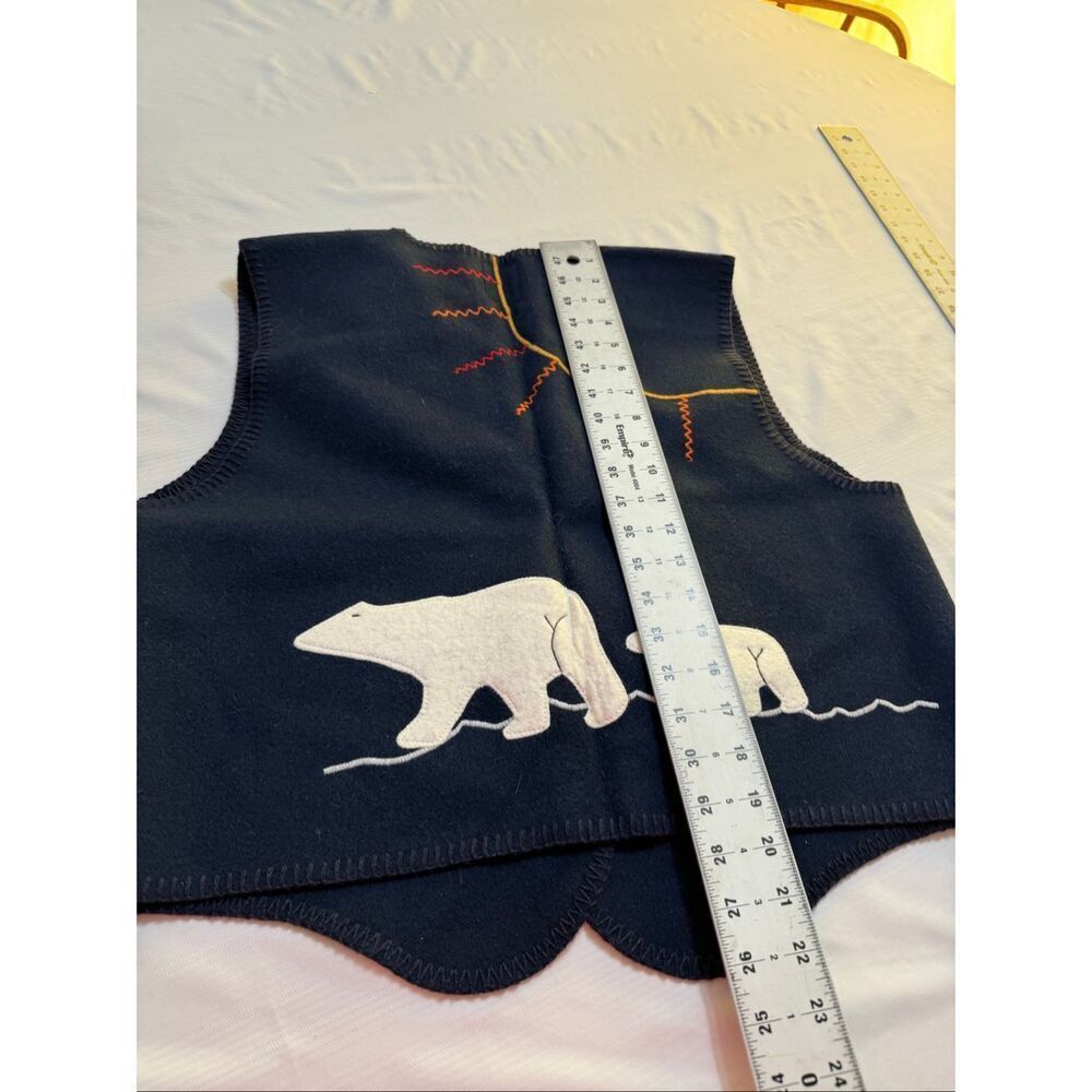 IVALU Navy Blue Embroidered Inukshuk Wool Vintage Vest Size Large - Picture 7 of 7